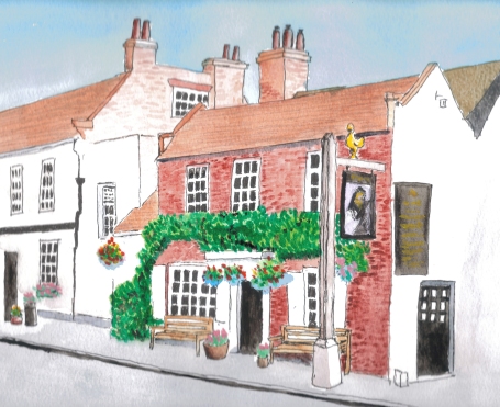 Watercolour painting of an old pub